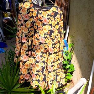 Forever 21 floral yellow dress, Simply Southern style, Large, long sleeve